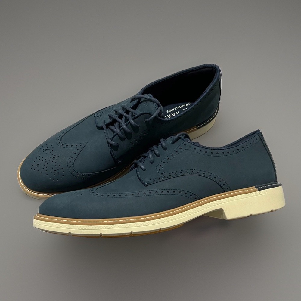 Cole Haan Mens Big Dipper Nubuck Provincial Blue Go-To Wingtip Shoes Size 13M